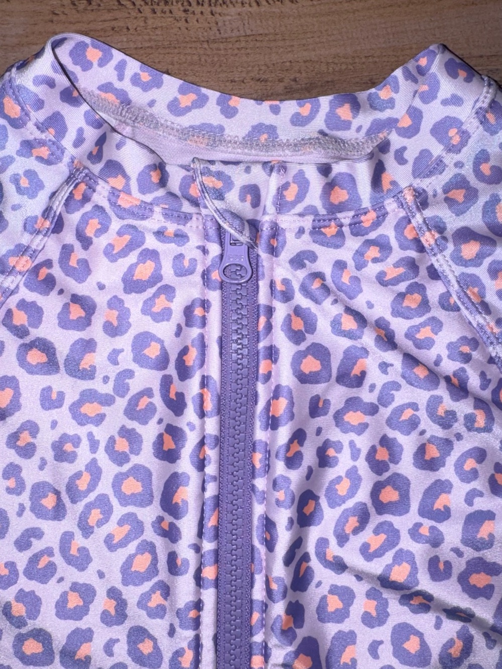 Wonder Nation Purple & Pink Leopard Print Zip-Up Swimsuit - Picture 3 of 4